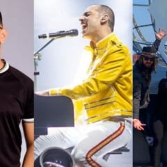 Montagem de fotos com cantores e banda